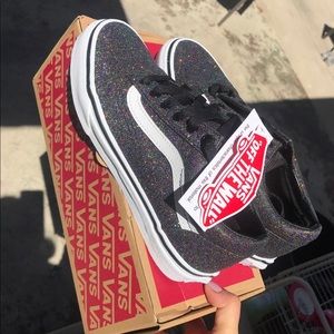 Black rainbow glitter Vans